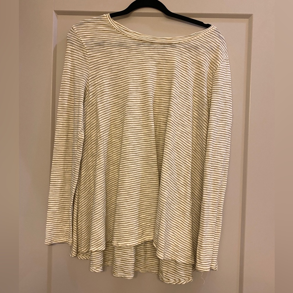 Cream striped long sleeve shirt